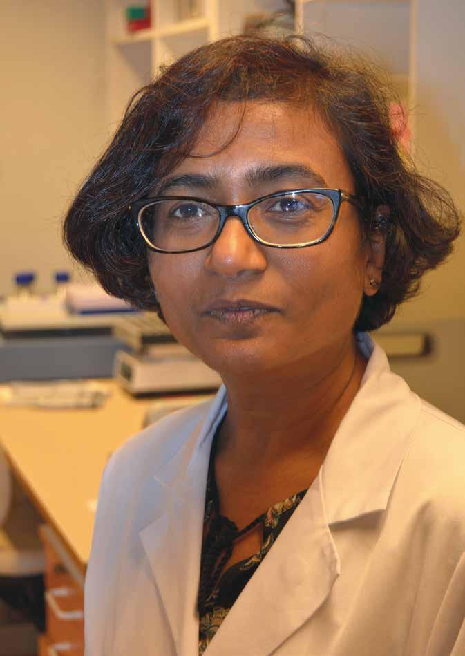 I laboratoriet kan Deepti Verma aktivera och inhibera olika signalvägar i en cell