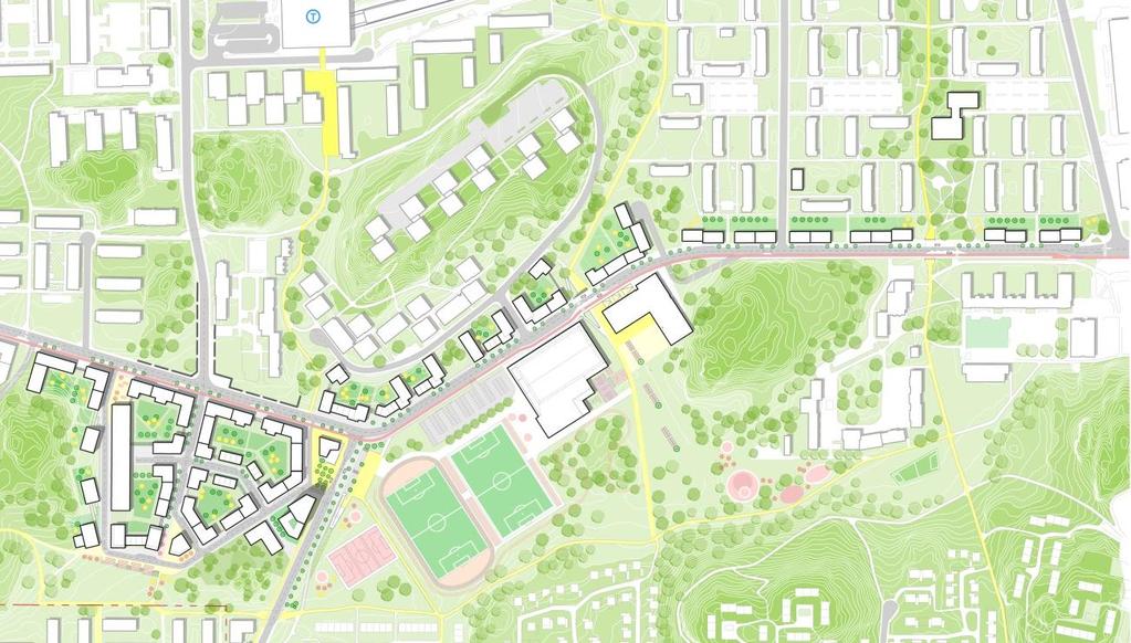 3.3 Gång- och cykeltrafik/trafiksäkerhet Ny sektion inbegriper att en separerad dubbelriktad cykelbana anordnas på södra sidan om Vårbergsvägen, längs hela dess sträckning.