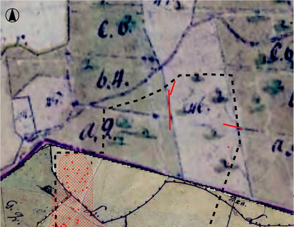 Figur 3 Utredningsområdet ligger inlagt i kartvy från 1802 (större delen av området) samt 1819 (norra delen av området).