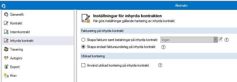 1. Skapa fakturor samt betalningar på inhyrda kontrakt. Då skapas en faktura som automatiskt blir betald med valt betalningssätt.