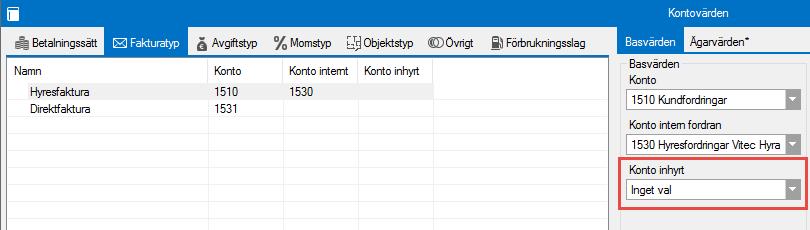 Det blir ingen reskontra att följa. Det finns möjlighet att tillämpa utökad kontering. Om man bockar i Använd utökad kontering kommer en egen flik att dyka upp på de inhyrda kontrakten.