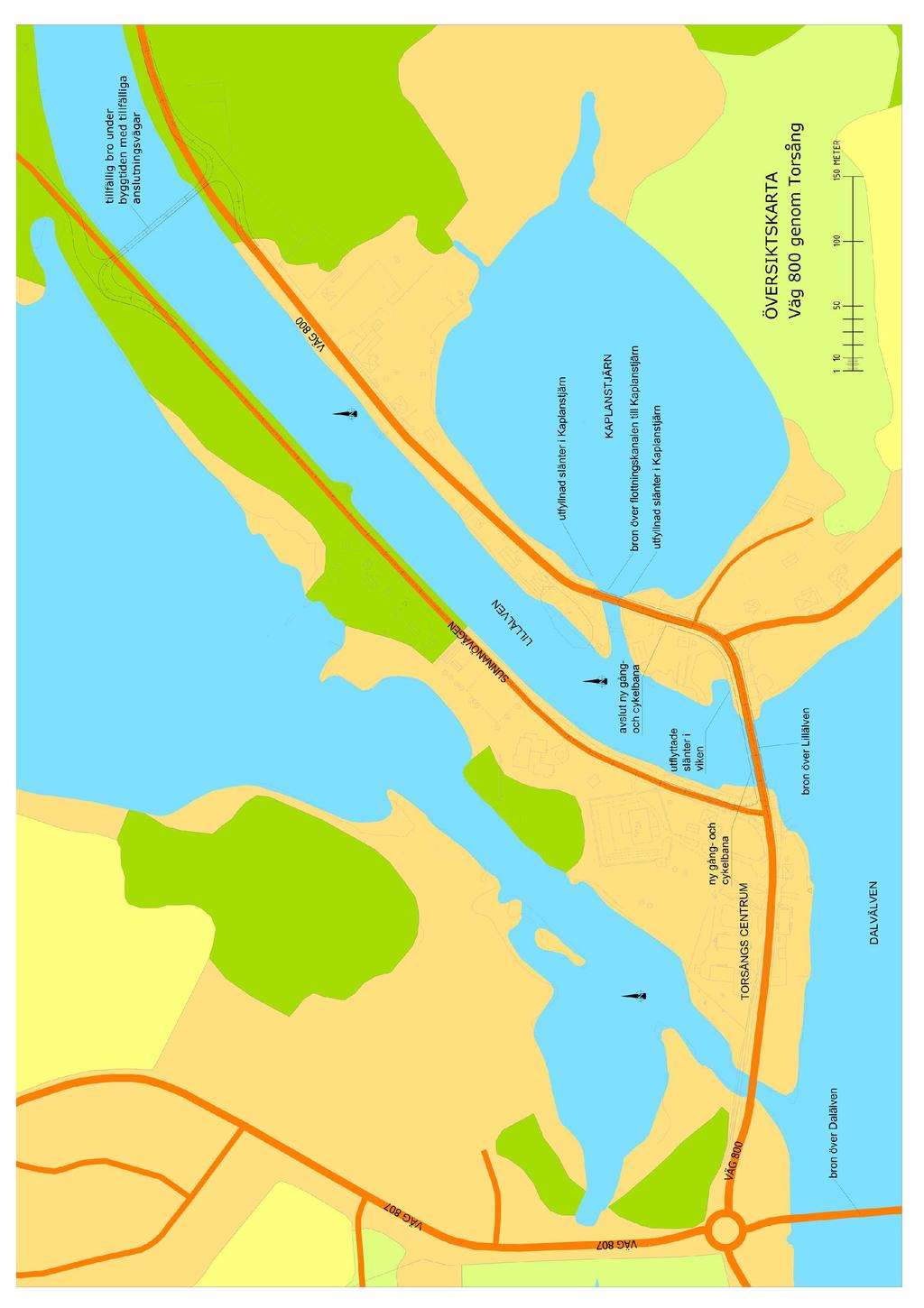 Väg 800, Torsångs centrum samt broar över Lillälven och