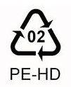 (2) PE-HD Polyetylen med hög densitet Polyetenplast märks med siffran 2 och är vanligt förekommande i förpackningar för flytande produkter så som för mjölk, smör, juice, yoghurt, diskmedel,