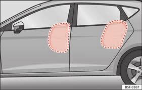 Placeringen kan identifieras med hjälp av texten "AIRBAG" på ryggstödets övre del.