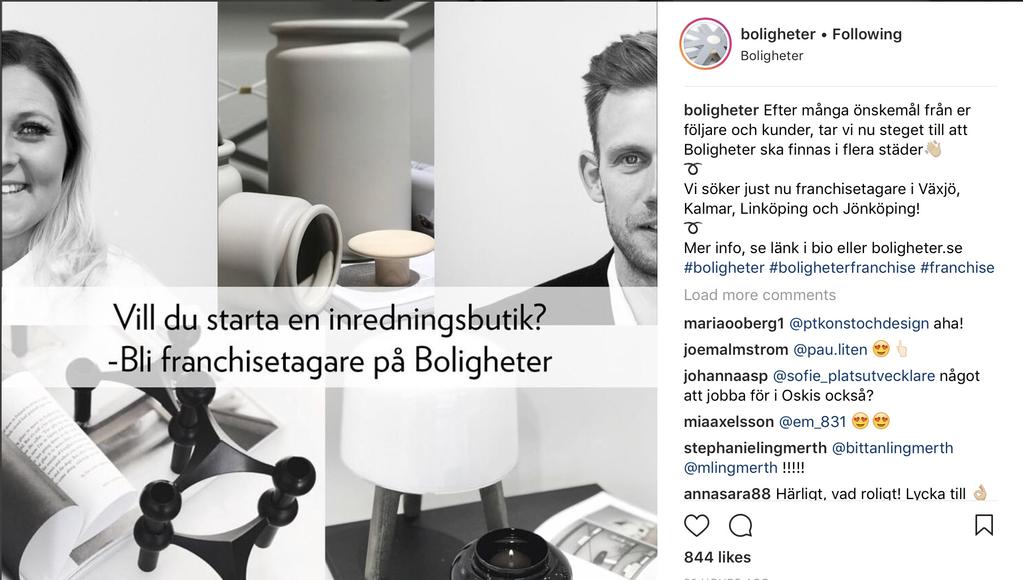 Vi lägger mycket tid på att skapa samma känsla i butiken som den vi bygger via vårt Instagramkonto.