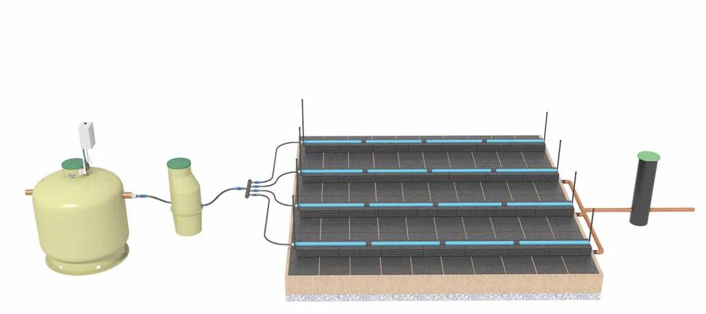 Större BAGA Easy Större BAGA Easy Avloppsanläggning 10-40 hushåll Avloppssystem för hög skyddsnivå BDT+KL (bad, tvätt,disk + WC) med slamavskiljare och biomodulpaket för infiltration/markbädd