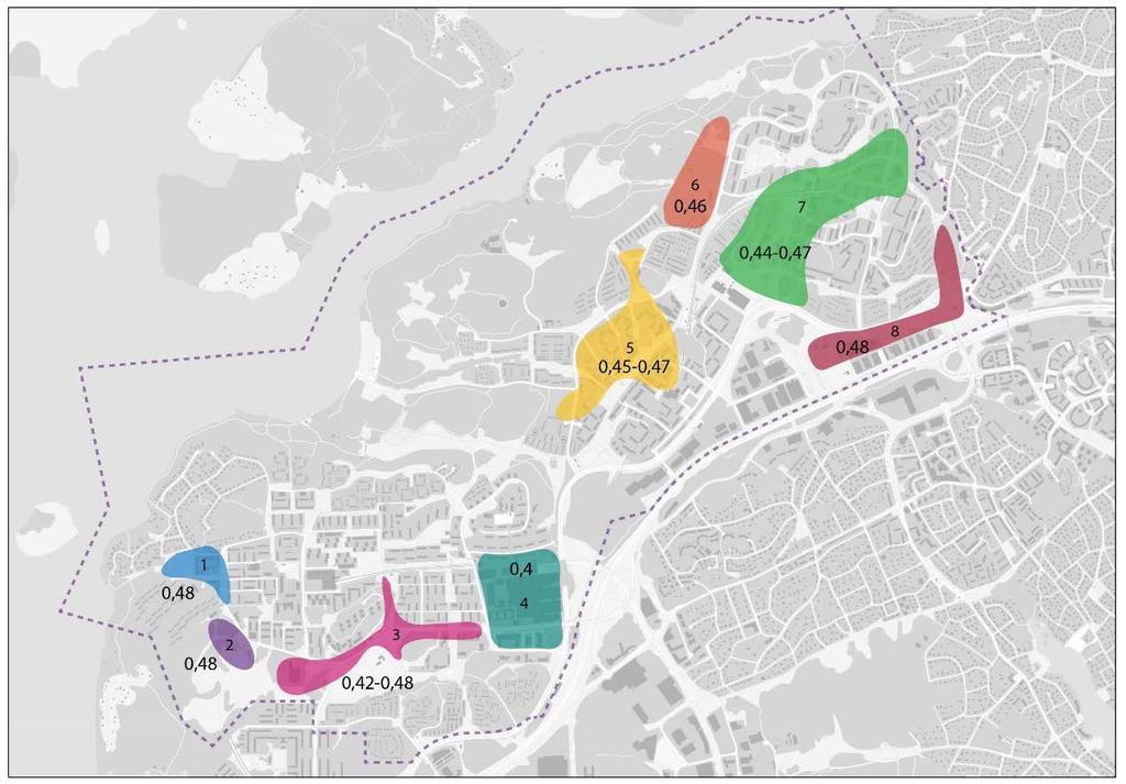 4.5 PARKERINGSTAL FÖR RESPEKTIVE FOKUSOMRÅDE Bilden nedan redovisar parkeringstalen för respektive fokusområde.