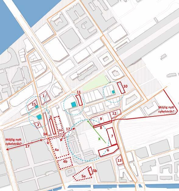 53 Ytor för cykelparkering vid stationen Cykelparkeringen bör som sagt i tidigare avsnitt placeras i nära anslutning till cykelvägnätet och nära målpunkten.