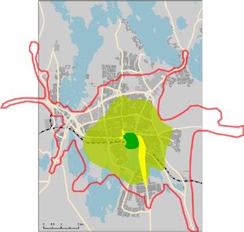 Källa: Resvaneundersökningen 2012 För resor från tätorter med tågförbindelser till Växjö centrum ger tågen på de flesta sträckor kortare restider än bilen.