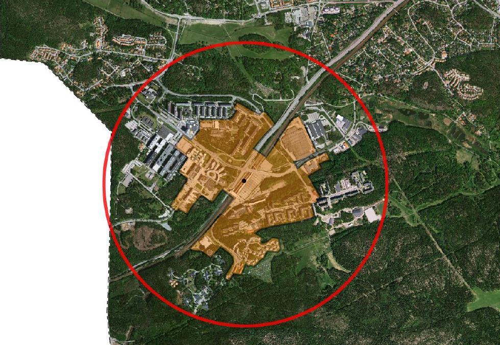Bilaga 3 Zonindelning I figurerna på nästkommande sidor illustreras de föreslagna parkeringszonerna i kommunen. Zon A illustreras i orange, zon B avgränsas av den röda cirkeln.