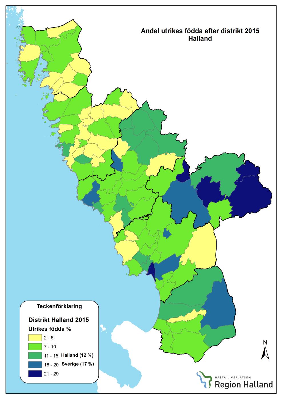 Andel (%) utrikes födda kvinnor och män 2008 och 2015 13,5 14,2 9,5 10,2 12,1 12,3 16,8 17,2 Kungsbacka Varberg Laholm 5,6 6,5 6,9 7,5 7,5 8,4 9,3 9,9 8,3 9,1 12,1 12,6 2008 Män 2008 Kv 2015 Män 2015