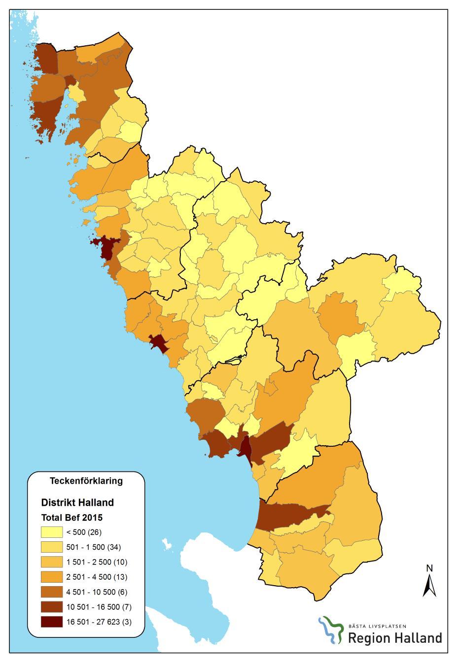 Befolkning efter distrikt 2015 180 160 140 120 80 60 40 20 Befolkningsutveckling