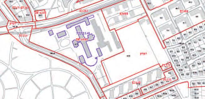 Den södra delen av fastigheten ligger delvis inom detaljplan E2448 från 142 som anger prickmarkerad mark som inte får bebyggas. Norr om programområdet gäller detaljplan E3688 från 187 för de f.d. personalbostäderna.