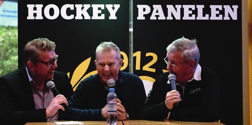 Mervärden Hockeypanelen med inbjudna gäster för våra samarbetspartners, som går av stapeln 30 min innan match i vip-baren. Fr.v: Peter Strömming Strömsten, Wille Löfqvist, Stig Salming.