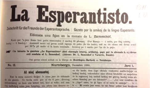 Trovita en la Esperanta biblioteko en Stannum, Gråbo La Esperantisto de decembro 1890 Gazeto por la amikoj de la lingvo Esperanto eldonita unu fojon en la monato de L. Zamenhof No.