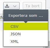 ." Och väljer det format som du vill exportera datan som (.xml för exceldata). 4.