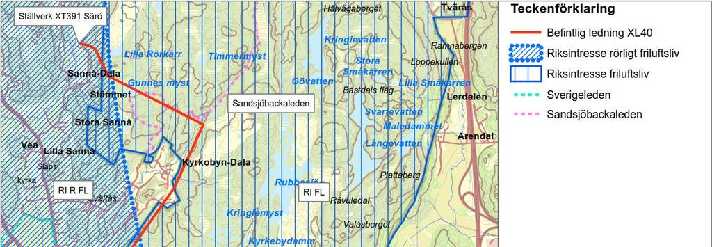 Ledningens påverkan på friluftslivet bedöms huvudsakligen bestå i den visuella påverkan som ledningen medför.