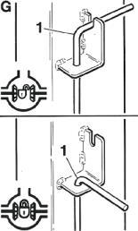 Körning utförsbacke 1. Utan vagn (FIG 42) Vid körning i branta nerförbackar kan maskinen tippa framöver.