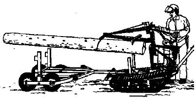 Tillbehör Lastkran (FIG 54) Lastkranen gör det mycket enklare att lasta stora stockar. Fäst först vajern i ändan av stocken. När stocken kommit fram till maskinen, flyttas vajern och fästen ca.