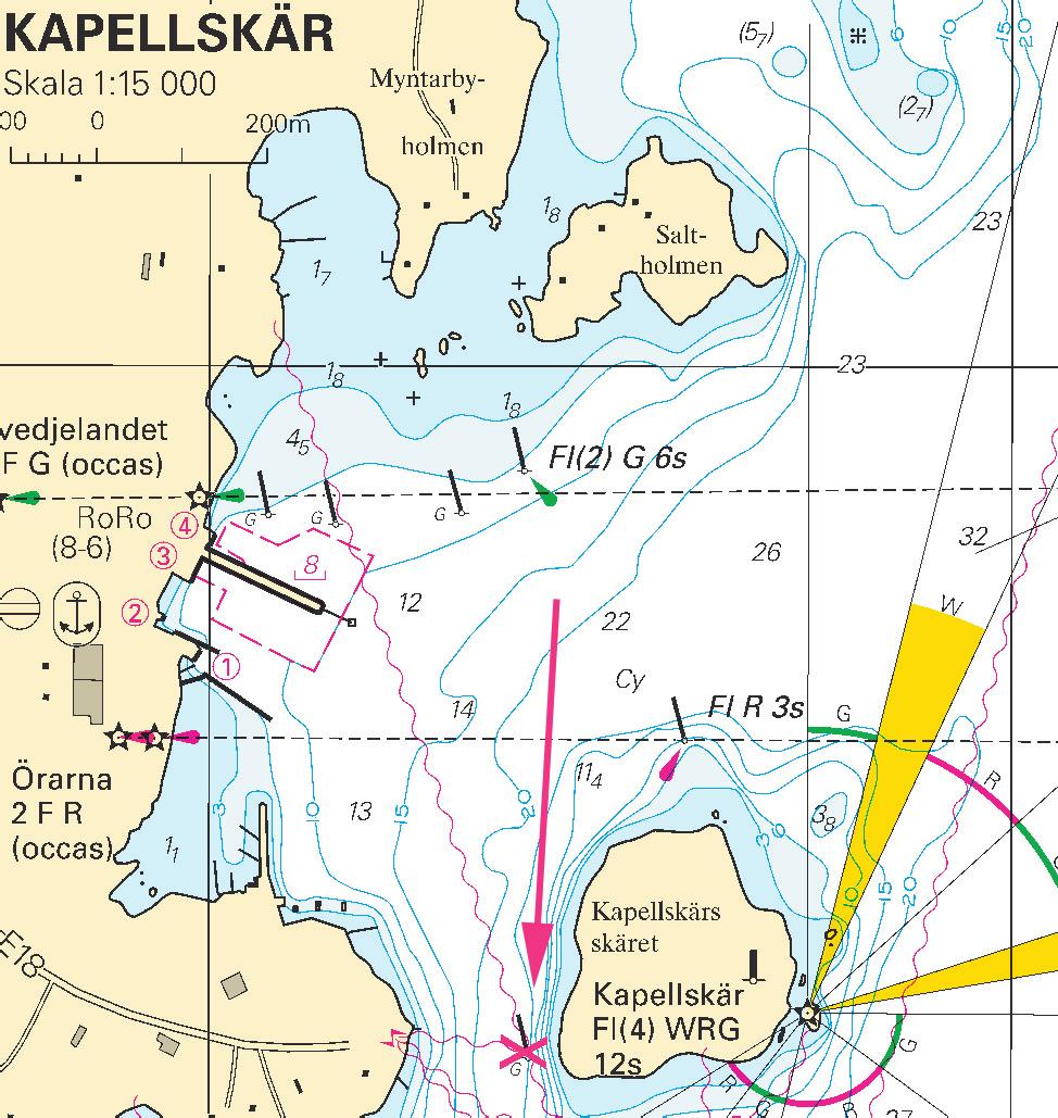 Nr 319 6 Norra Östersjön / Northern Baltic * 6629 Sjökort/Chart: 611 Sverige. Norra Östersjön. Kapellskär. Prick indrages. SB-pricken V om Kapellskäret har dragits in.