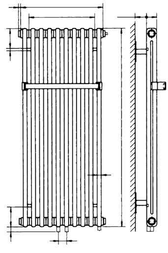 SEKTIONSRADIATORER PURMO TWIN M DELTA TWIN M Delta T win M badrumsradiator är ämnad för uppvärmning av badrum och kan under uppvärmningssäsongen användas som en vanlig radiator ansluten till