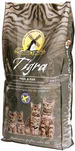 Tigra är ett köttbaserat kattfoder som erbjuds i två olika varianter Kött Gourmet samt Fågel & Fisk. Tigra är ett helfoder som täcker din katts dagliga näringsbehov.