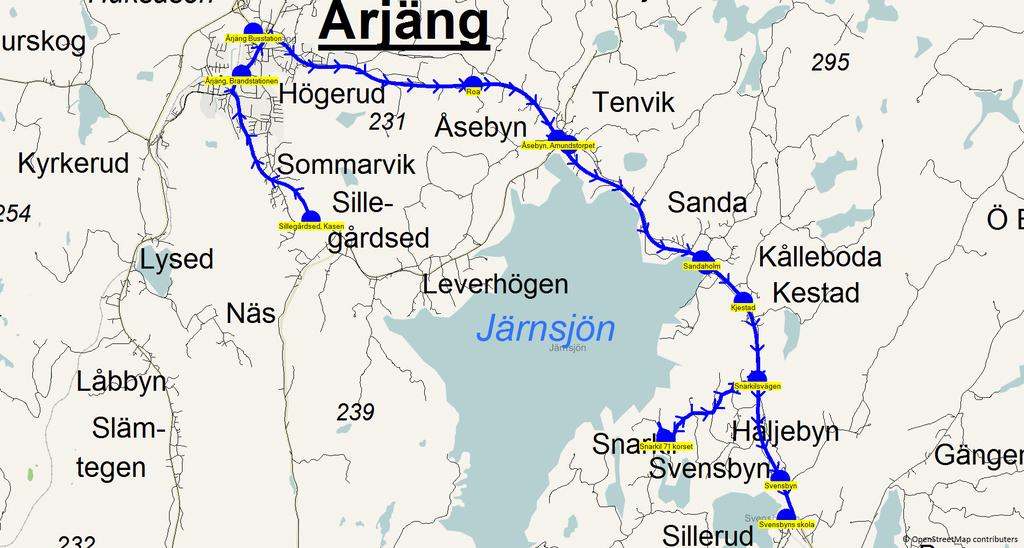 2016-04-05 11:57:37 Karta för Tur 6561 M - F Till Svensbyns skola Fordon 6561 Skolbuss Silbodalskolan 6561 6.50 7.