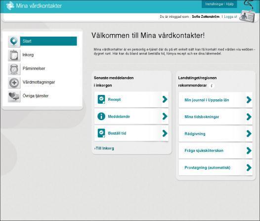 Mina Vårdkontakter ingång till e-tjänster