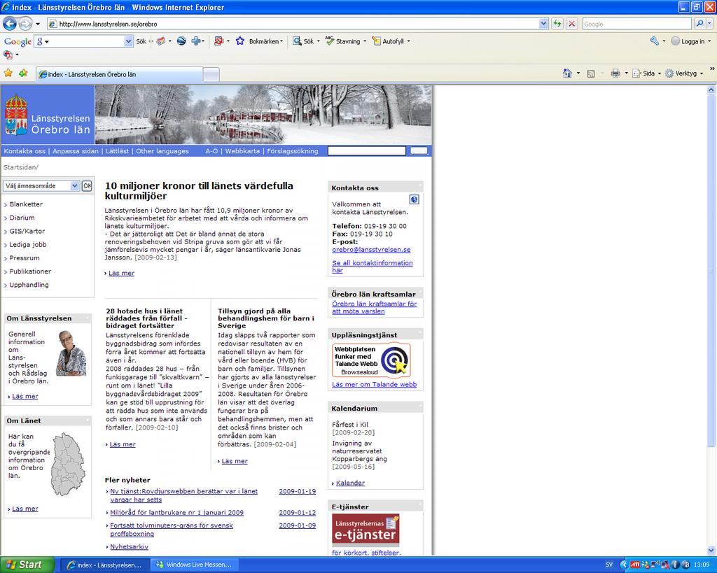 Ovan visas webbplatsens