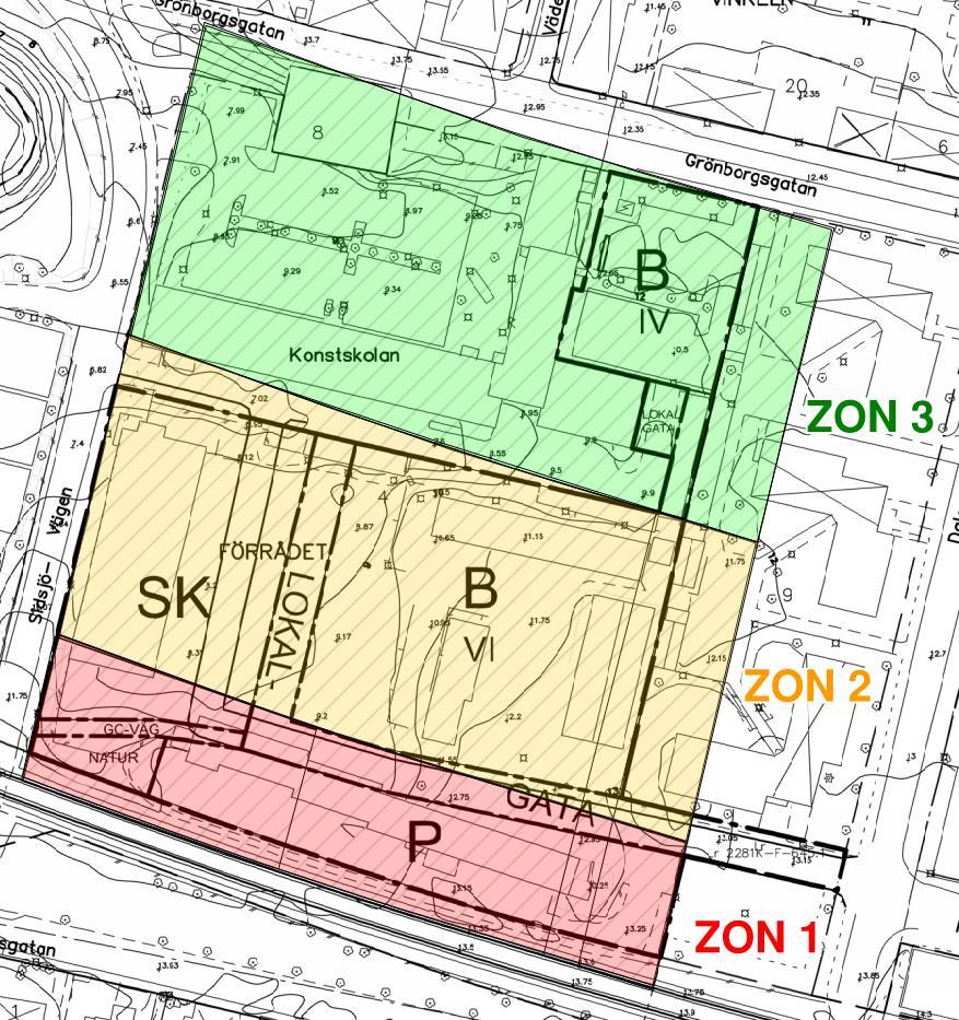 Tabell 3. Persontäthet samt zonbredd för vägfallet mot exploateringsområdet.