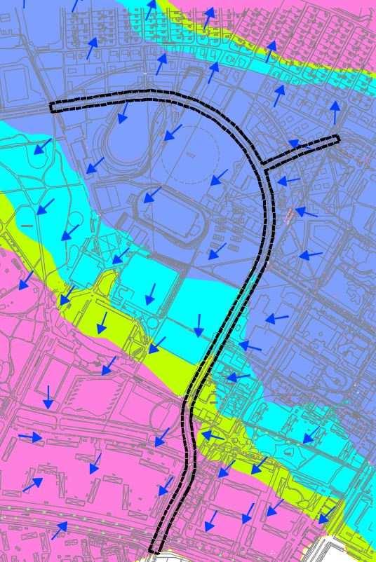 Sida 7(13) Figur 2. Översikt befitlig avriig samt olika färgpaletter för olika höjdivåer. 5.1 Översikt plaerat Gatas lägd plaeras att vara på ca 1480 meter.