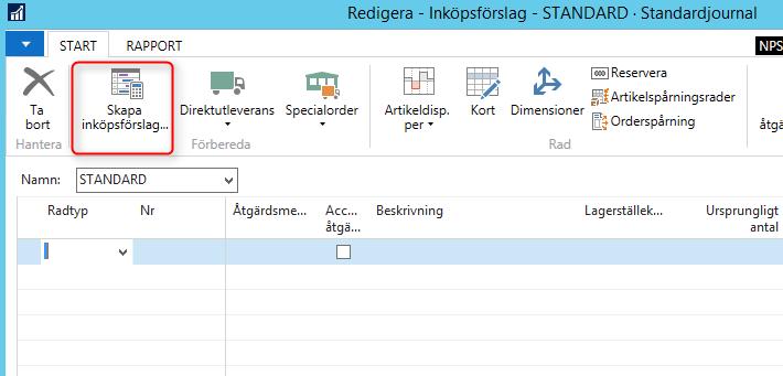 När inköpsordern är färdigregistrerad släpper man den genom att trycka Ctrl + F9. 10. Inköpsförslag Inköpsförslaget är en funktion som används för att beräkna inköpsbehovet.