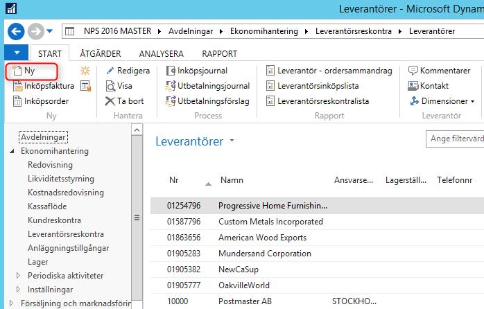 2. Leverantörsregister Hitta funktionen: Avdelningar-> Ekonomihantering > Leverantörsreskontra -> Leverantörer Använda funktionen: För att lägga upp en ny