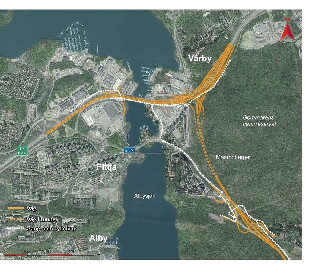 MASMO Mälaren MASMO GLÖMSTA Trafikplats Gömmaren Trafikplats Fittja Fittjaviken Masmo FLEMINGSBERG Fittjanäset