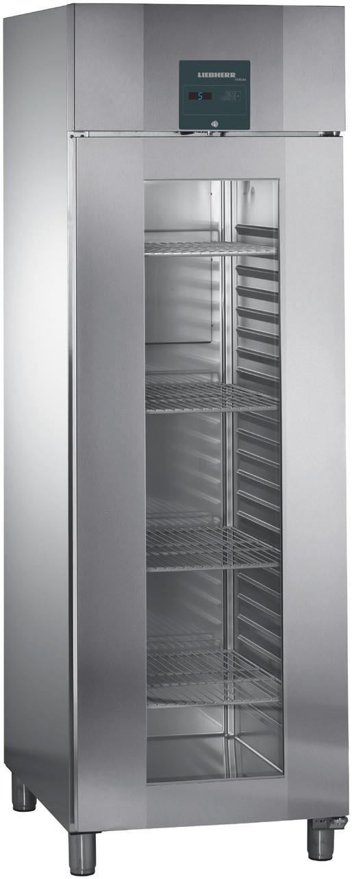 Kylskåp Liebherr GKPv 6570, 6573 & 470 - utvändigt och invändigt helt i rostfritt - digital visning av temperatur - hyllskenor är pressade i gavlarna - dörr självstängande - dörren står öppen i 90