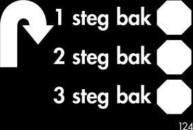 124 1,2, 3 steg bak Föraren stannar och hunden dirigeras in framför föraren. Hunden sätter sig med nosen mot föraren.