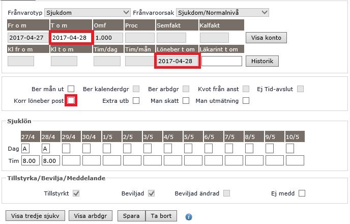 Sida 5 av 24 Förändring av tidigare rapporterad frånvaro Förlängning av frånvaro Gå in via Frånvarolista och klicka på aktuell frånvaro. Ändra T o m datumet.