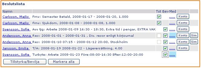 Kontofördelning Kontofördelning kan göras i beslutslistan (ej vid Turbyte).