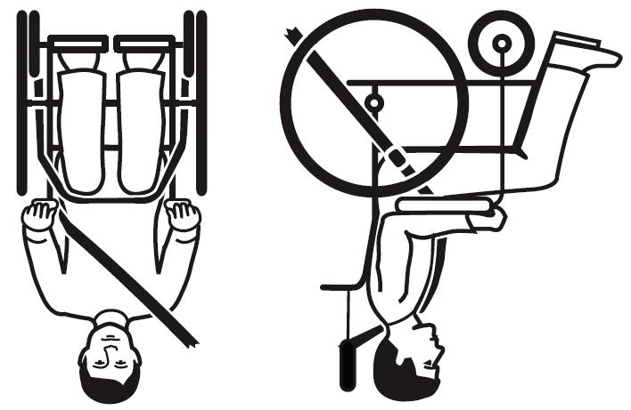 Invacare MyOn HC Se till att trepunktsbältet sitter så nära kroppen som möjligt på brukaren utan att orsaka obehag och se till att det inte är vridet. Se till att inga av rullstolens delar, t.ex.