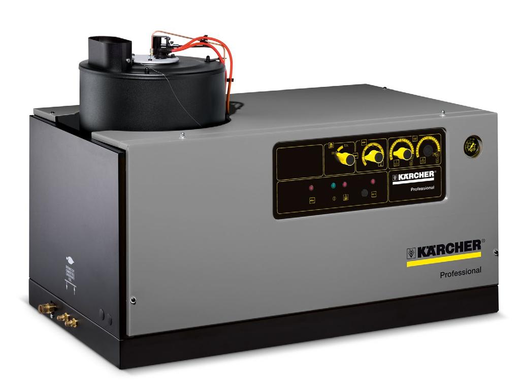 HDS 9/14-4 ST Eco Stationär hetvattentvätt för en maximal tilloppstemperatur på 35 C. Maskinen kan användas med kallvatten, varmvatten på 80 C och ånga upp till 140 C.