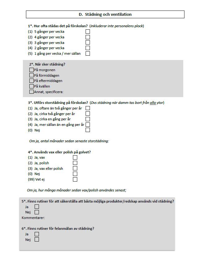 A2: Formulär för inspektion av