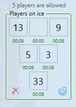 4.1.1 Byte under utvisning I vissa fall när du försöker byta in spelare när du får ha färre spelare än 5 på isen så kan du tvingas att välja spelare som ska ut om du försöker byta in på en tom