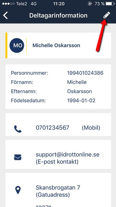 Klicka på deltagaren vars information du vill se/ändra. 4.