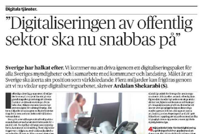 Behov av att öka takten i moderniseringen av offentlig förvaltning Sverige halkar efter 2 av 10 medborgare tycker att kommunsektorn lever upp