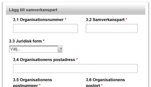 Om du vill registrera en samverkanspart klickar du på Lägg till