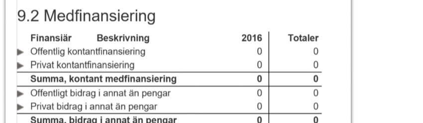 Kostnaderna fördelas på kostnadsslag och kostnadsspecifikation och det finns även ett beskrivningsfält om det behövs