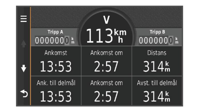 Göra en avstickare Innan du kan göra en avstickare måste du navigera längs en rutt, och du måste lägga till verktyget för ruttändringar på kartverktygsmenyn (Anpassa kartverktyg, sidan 7).