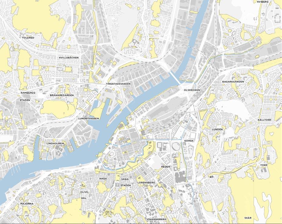 FRIYTOR Sammanställningen till höger kommer från Stadsbyggnadsanalys och Planrekomendationer för Frihamnen och Backaplan (sept. 2014). Många av friytorna utgörs av grönytor, men inte alltid.