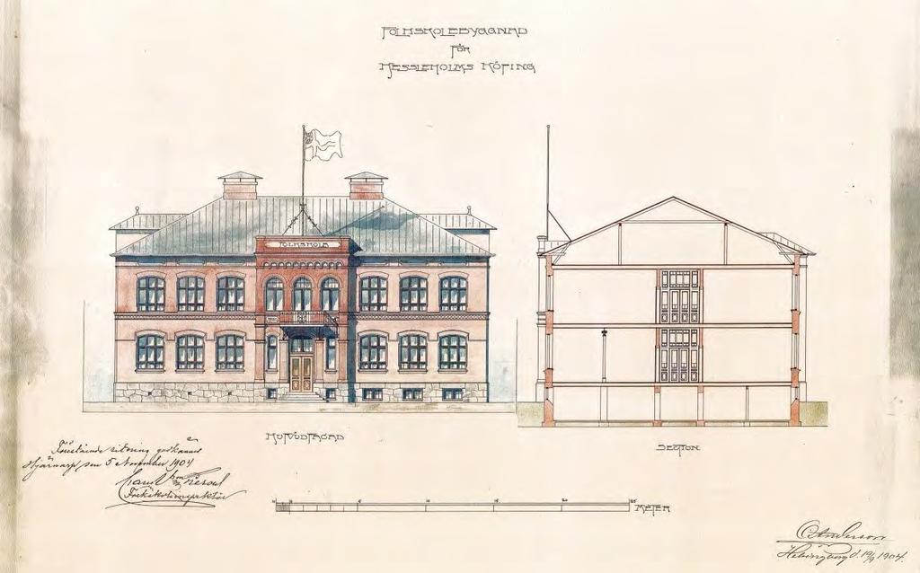 Kyrkskolan, Hässleholm 1905 började man bygga en ny skolbyggnad på samma tomt som den första.