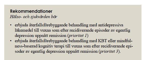 Nationella riktlinjer för vård vid depression och